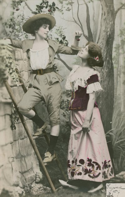 Two Girls Dressed in Costume with Cherries by French Photographer